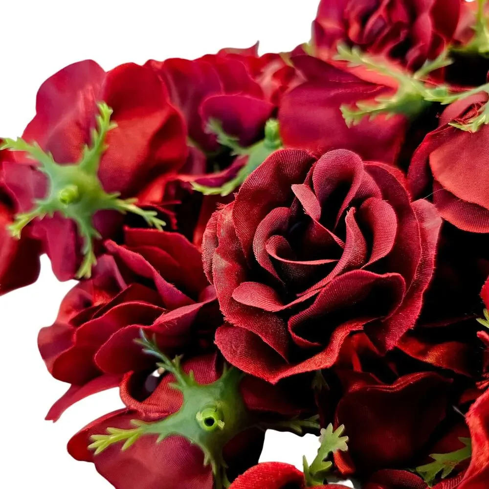 105 Burgundy Satin Rose Heads Lot Open Roses Buds Stemless Wedding Craft Decor